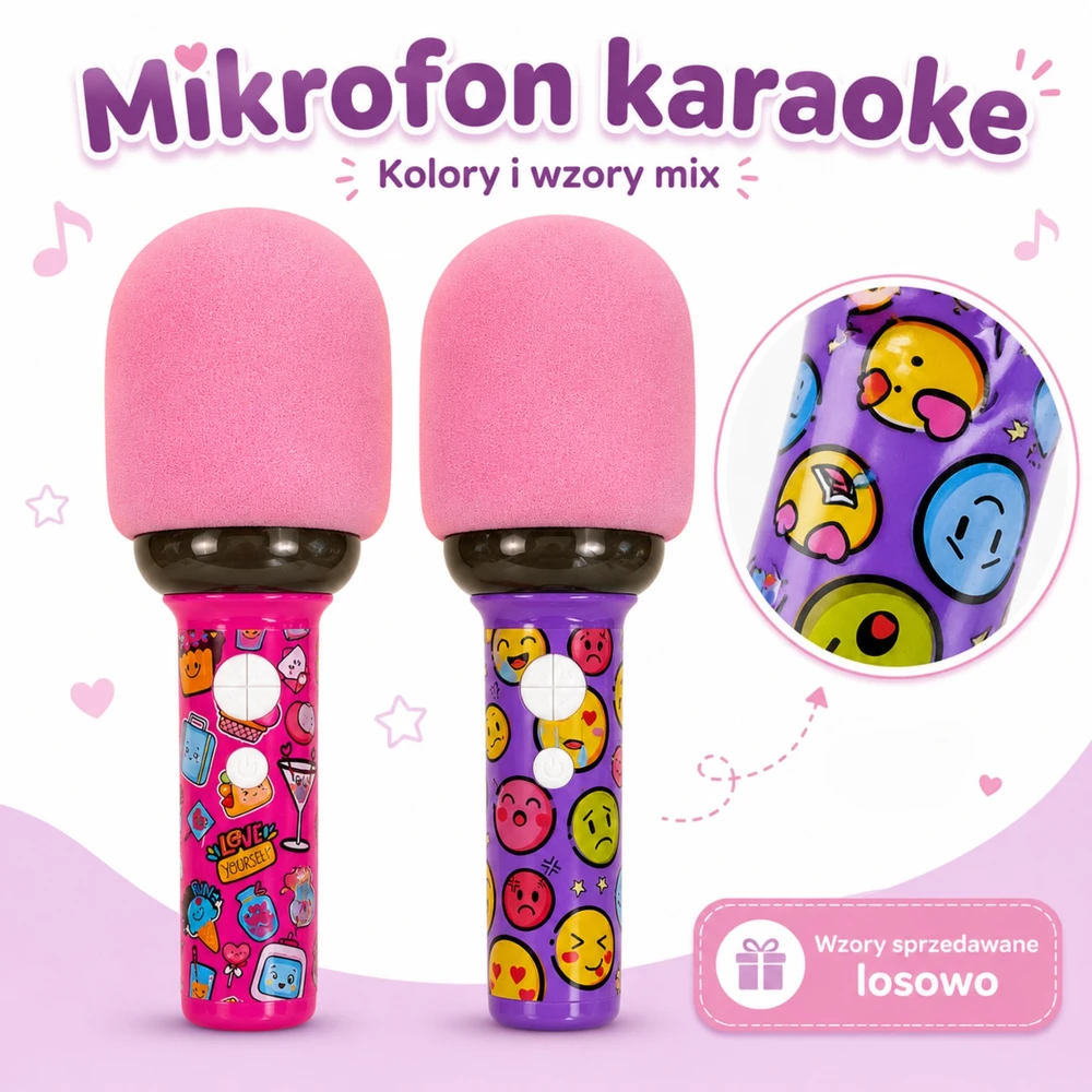 WOOPIE belaidis karaoke mikrofonas su garsiakalbiu, rožinis