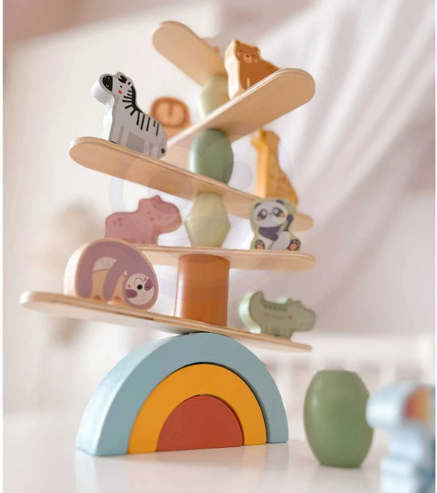 Dėlionė WOOPIE Žalias Balancing Wooden Animals Stacking Puzzle FSC