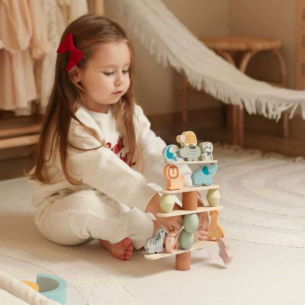 Dėlionė WOOPIE Žalias Balancing Wooden Animals Stacking Puzzle FSC
