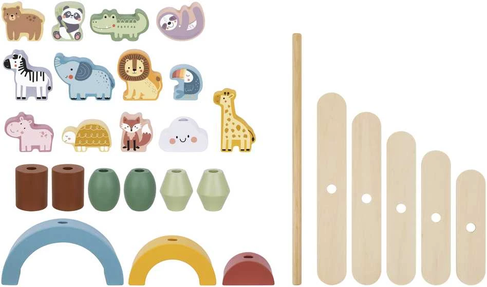 Dėlionė WOOPIE Žalias Balancing Wooden Animals Stacking Puzzle FSC