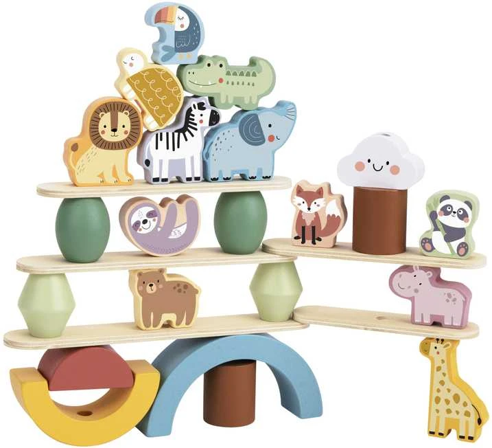 Dėlionė WOOPIE Žalias Balancing Wooden Animals Stacking Puzzle FSC