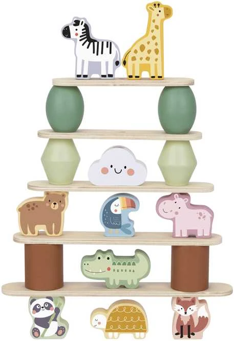 Dėlionė WOOPIE Žalias Balancing Wooden Animals Stacking Puzzle FSC