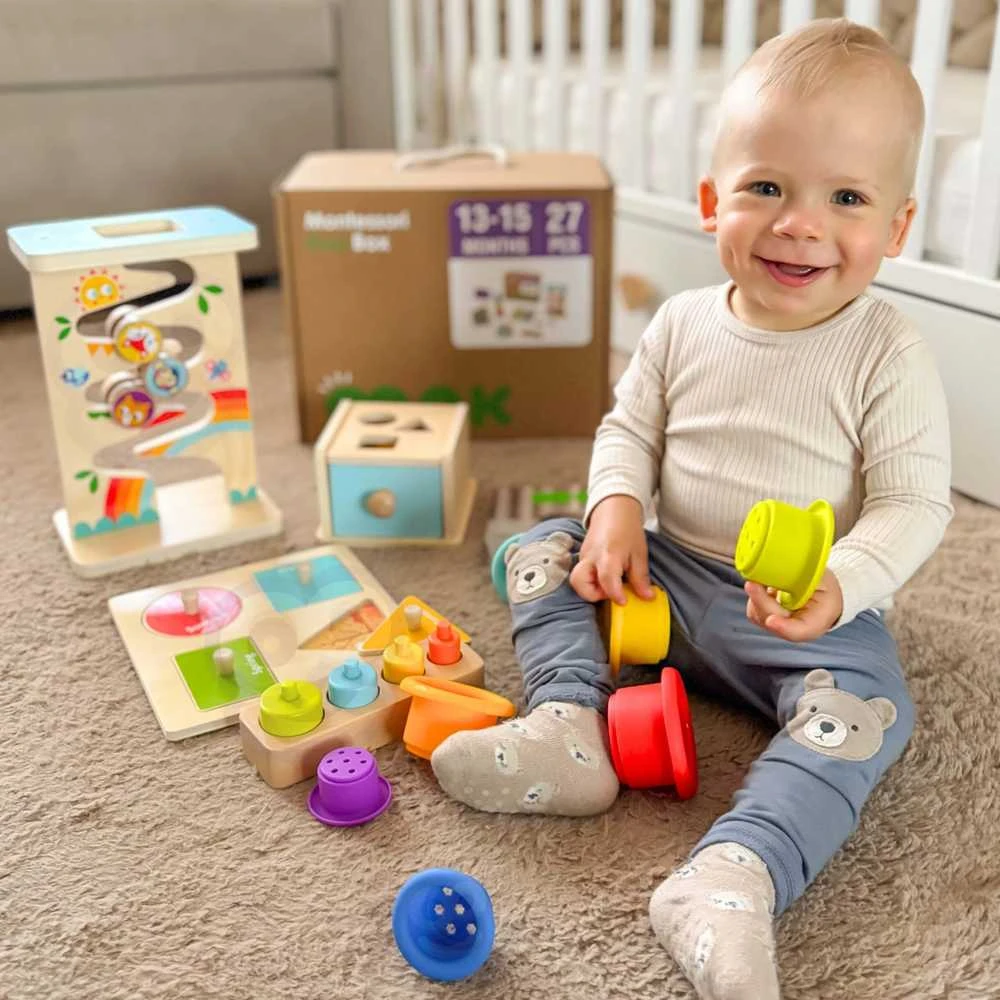 Montessori edukacinis rinkinys WOOPIE Žalias 6in1 13–15 mėn