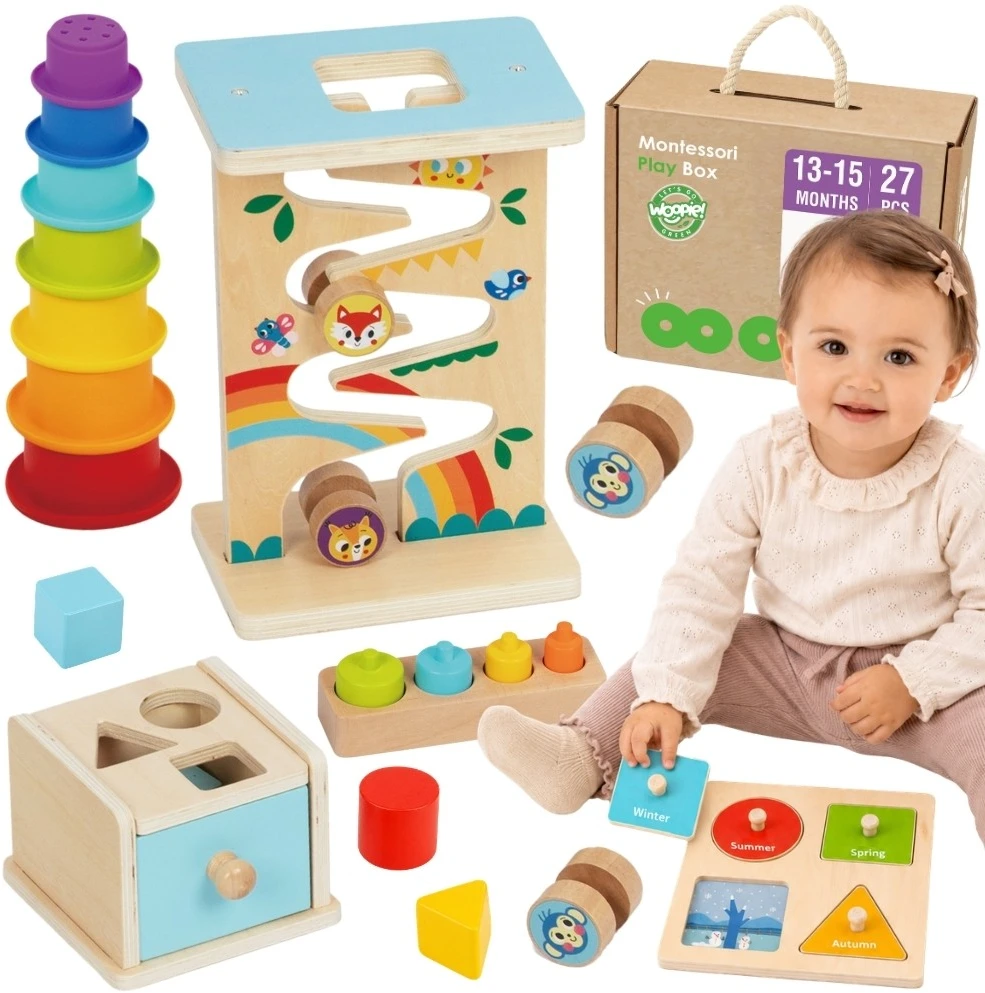 Montessori edukacinis rinkinys WOOPIE Žalias 6in1 13–15 mėn