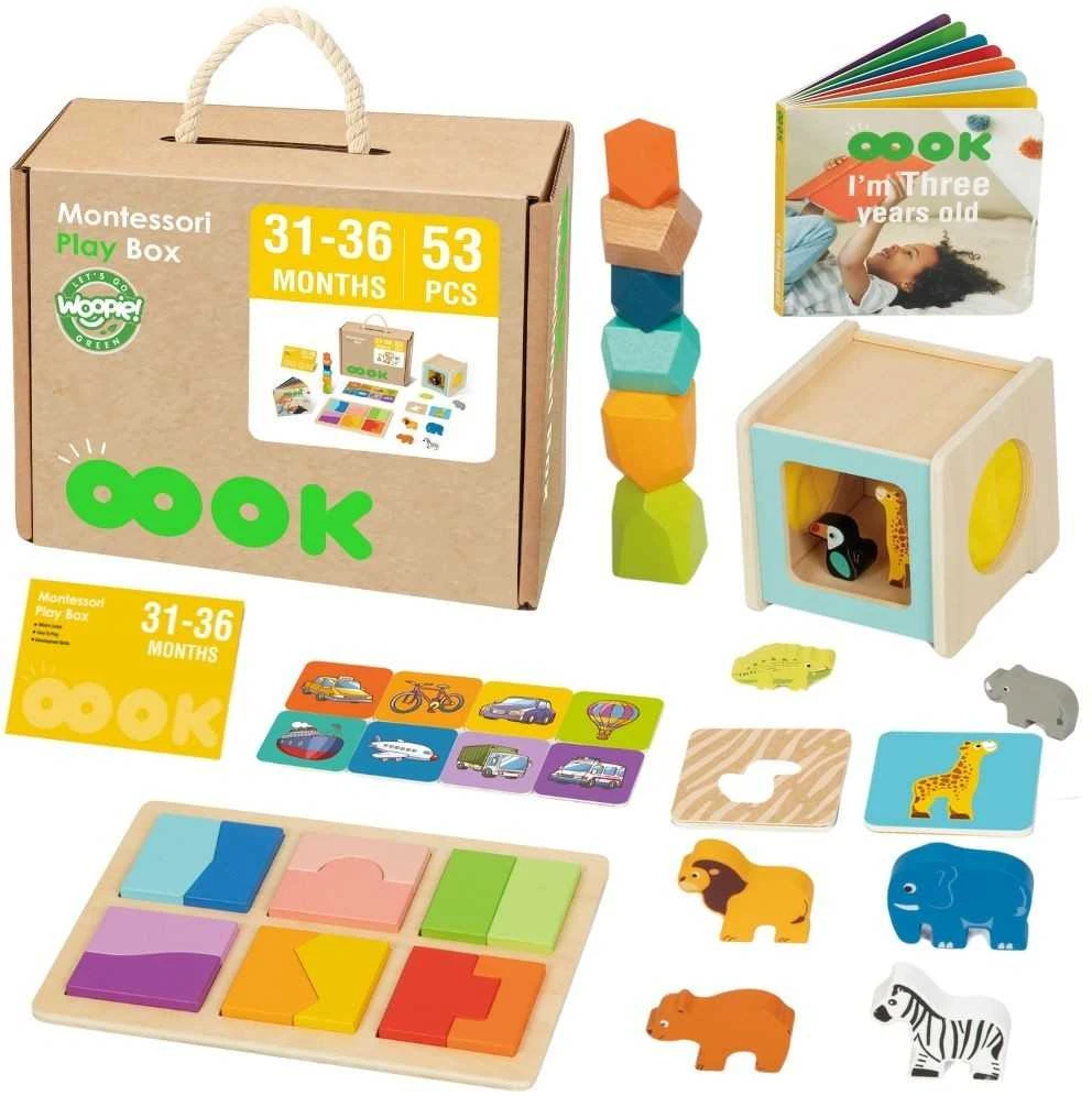 WOOPIE Žalias Montessori edukacinė dėžė 7in1