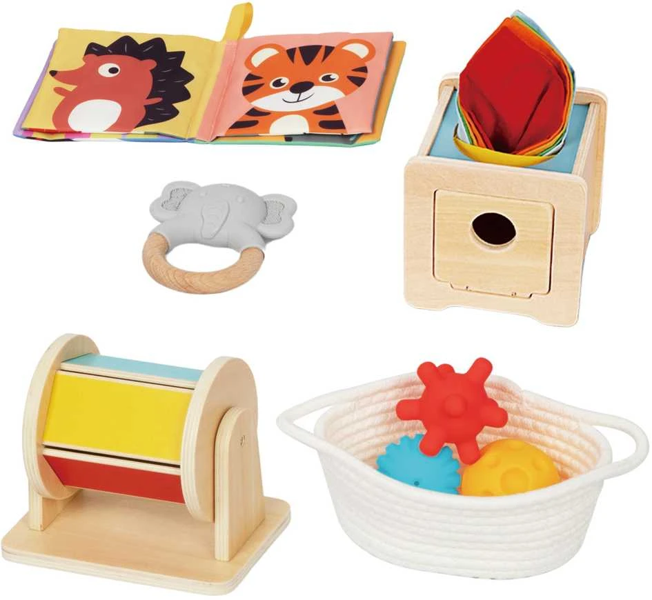 WOOPIE Žalias Montessori sensorinė dėžė 6in1 kūdikiams