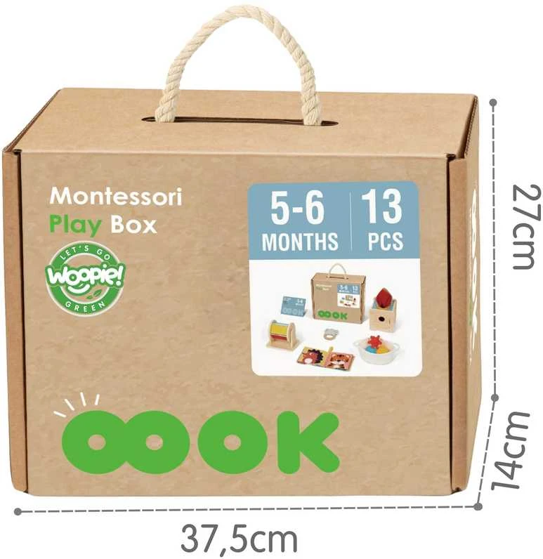 WOOPIE Žalias Montessori sensorinė dėžė 6in1 kūdikiams