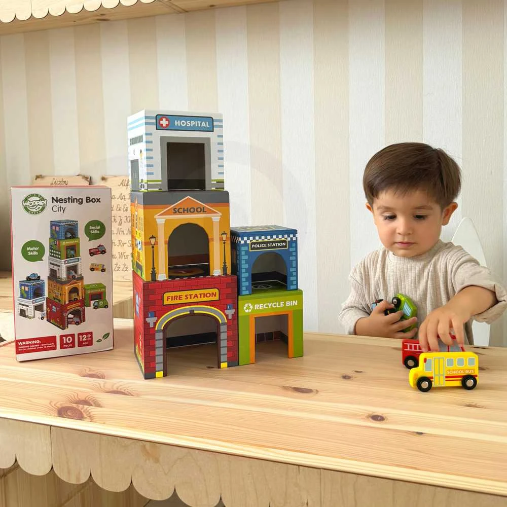WOOPIE Žalias Puzzle Cubes City Vehicles in Boxes + Figures 10 pcs.