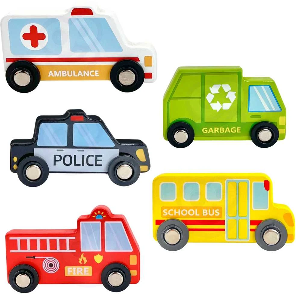 WOOPIE Žalias Puzzle Cubes City Vehicles in Boxes + Figures 10 pcs.