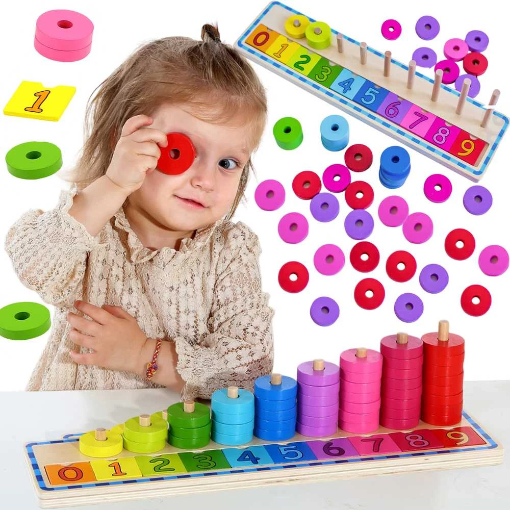 Medinė dėlionė skaičiavimui WOOPIE Žalias Montessori