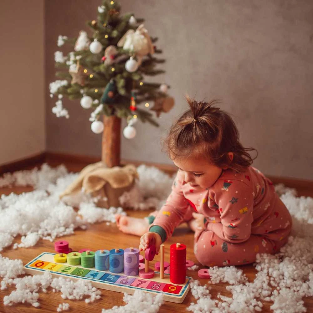 Medinė dėlionė skaičiavimui WOOPIE Žalias Montessori