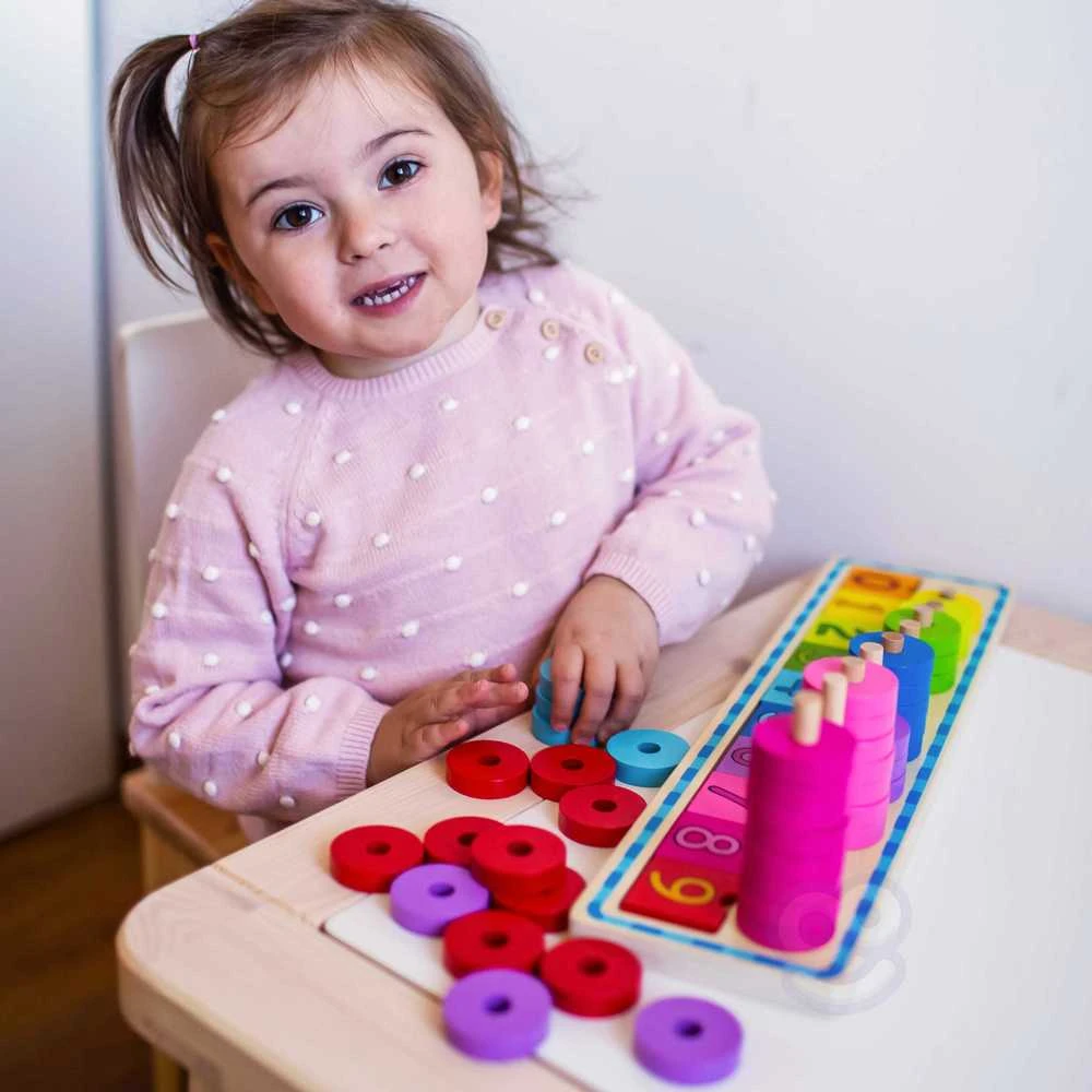 Medinė dėlionė skaičiavimui WOOPIE Žalias Montessori
