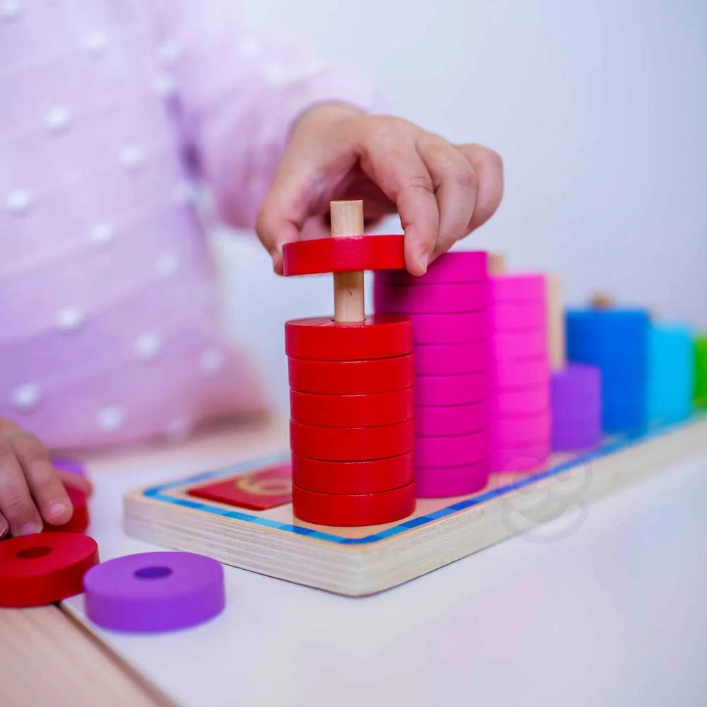 Medinė dėlionė skaičiavimui WOOPIE Žalias Montessori