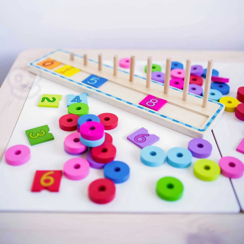 Medinė dėlionė skaičiavimui WOOPIE Žalias Montessori