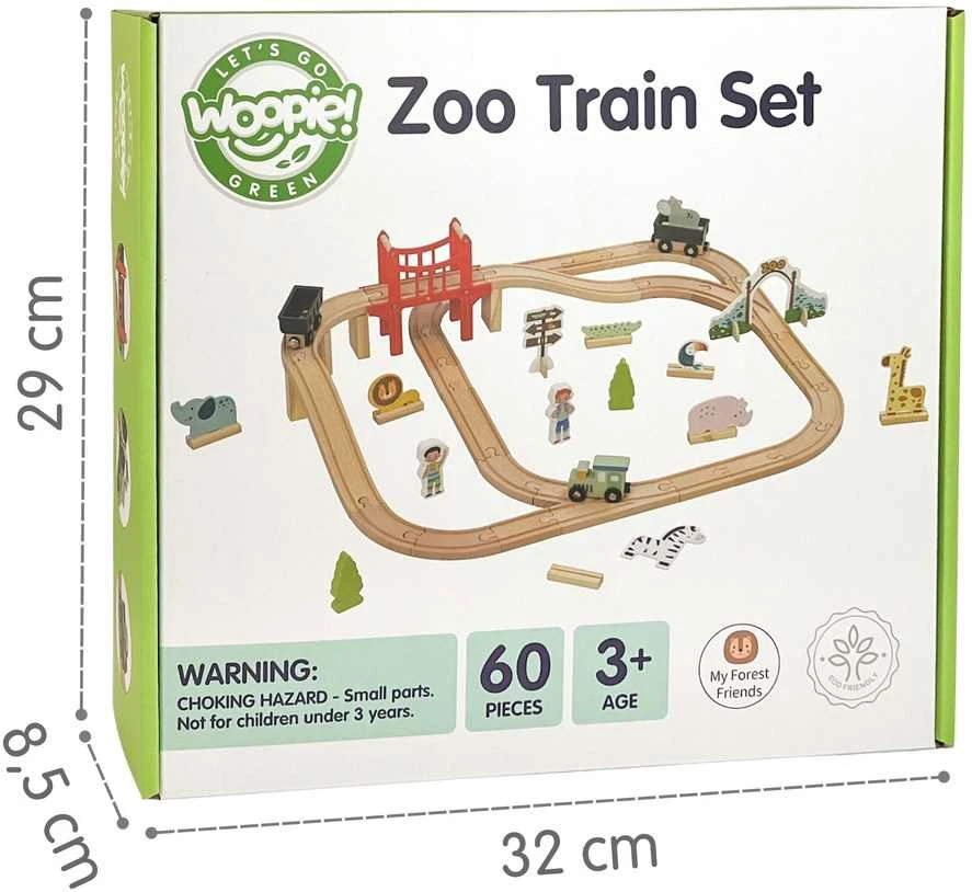 Medinė ZOO traukinių trasa WOOPIE Žalias XL 60vnt