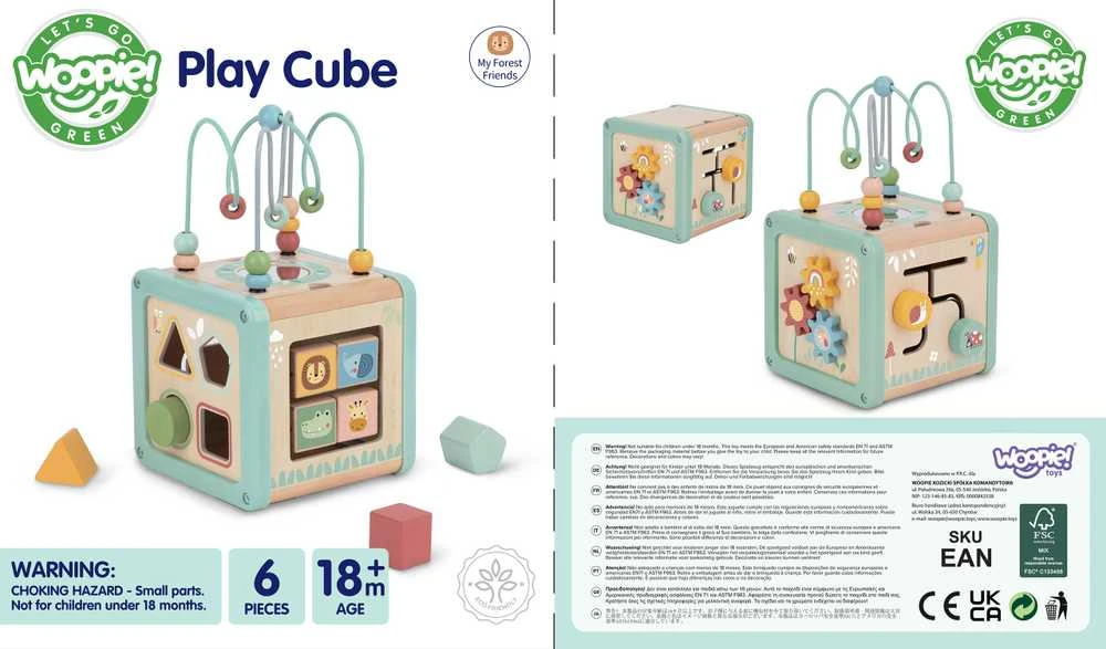 Medinė edukacinė veiklos kubas WOOPIE Žalias