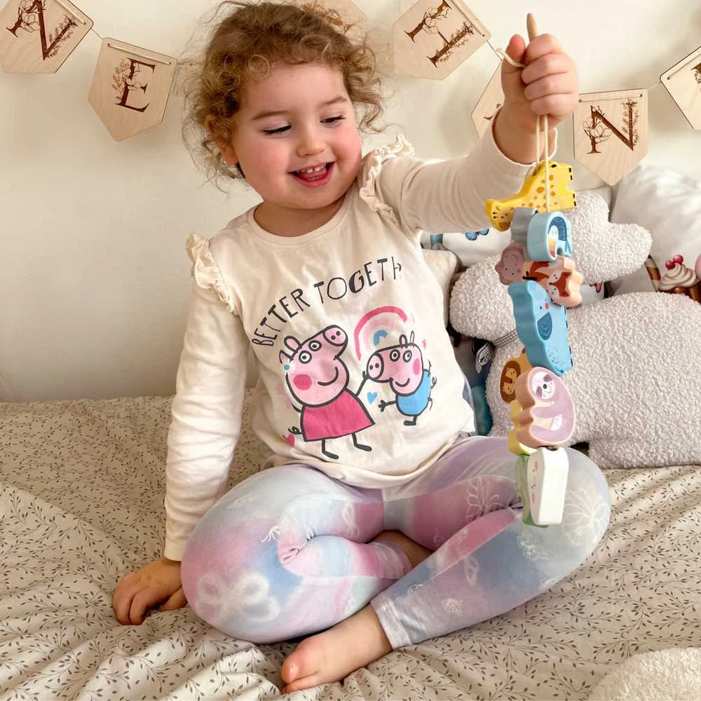 Medinė vėrimo dėlionė WOOPIE Žalias ZOO Montessori