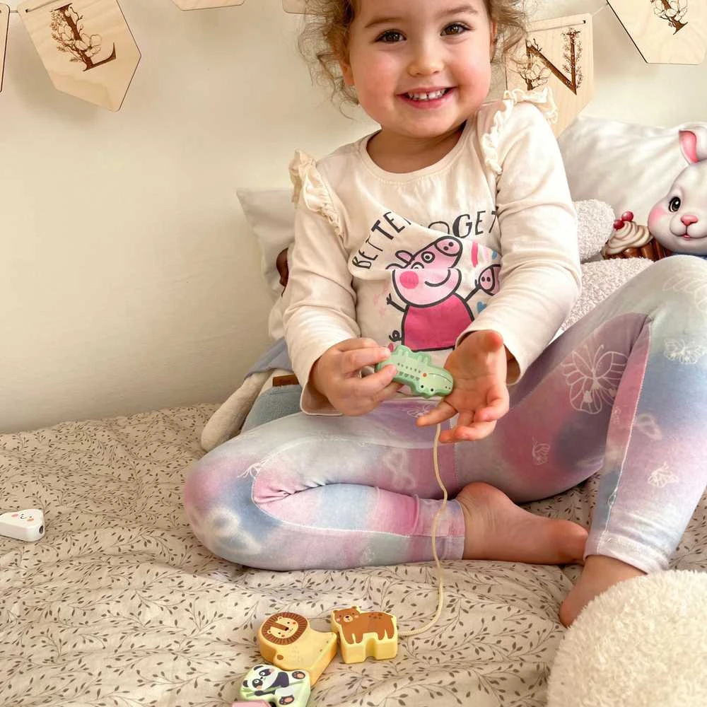 Medinė vėrimo dėlionė WOOPIE Žalias ZOO Montessori