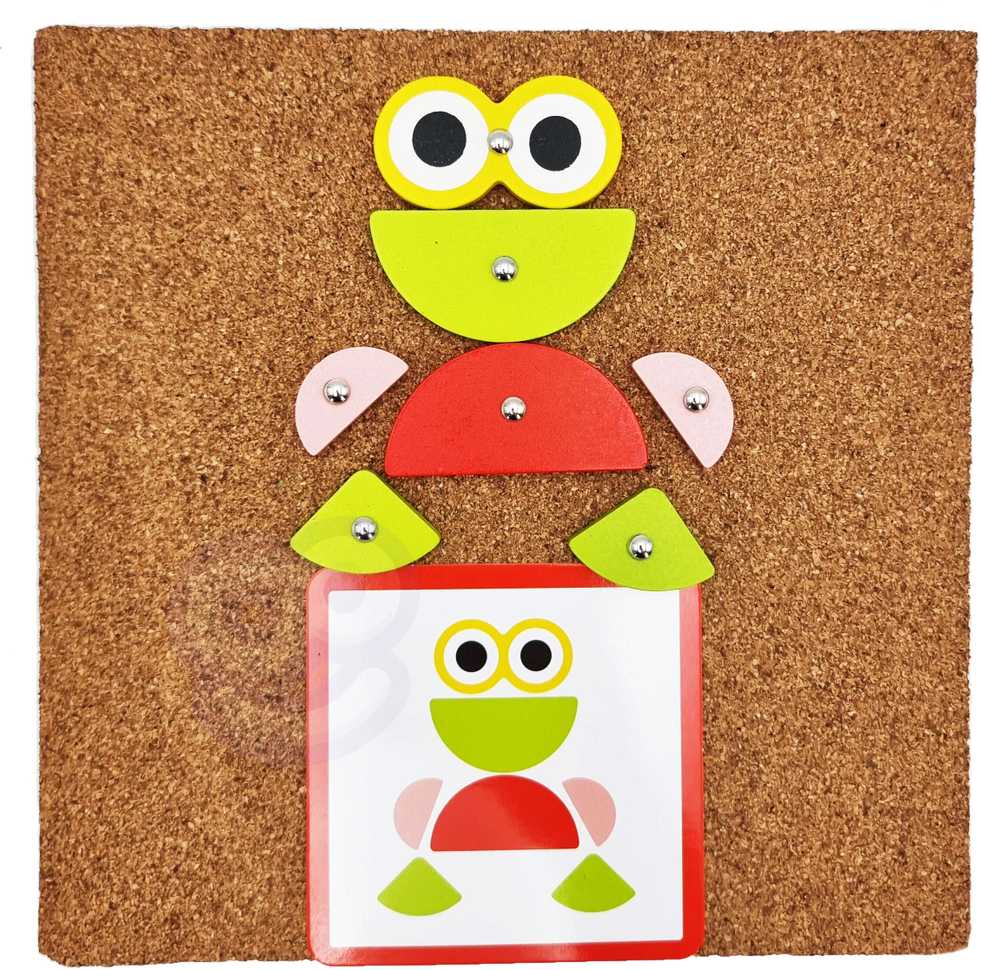 WOOPIE Žalias Wooden Nailing Hammer Puzzle 20 Patterns 82 Pieces FSC Certified