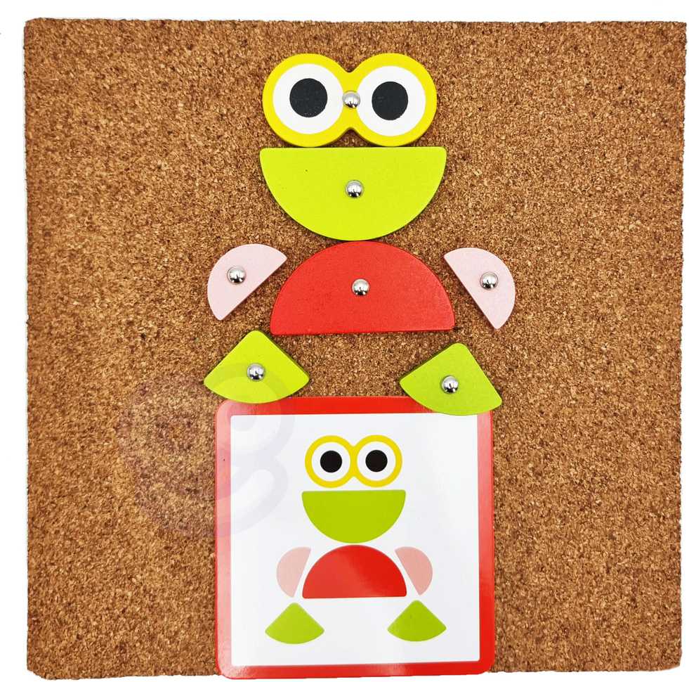 WOOPIE Žalias Wooden Nailing Hammer Puzzle 20 Patterns 82 Pieces FSC Certified