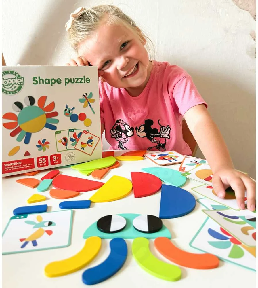 Medinė Montessori dėlionė WOOPIE Žalias 55vnt