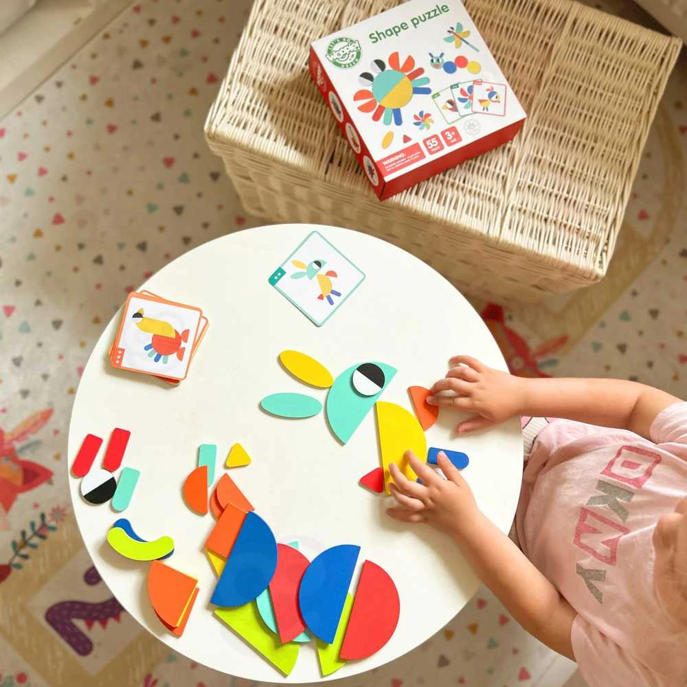 Medinė Montessori dėlionė WOOPIE Žalias 55vnt