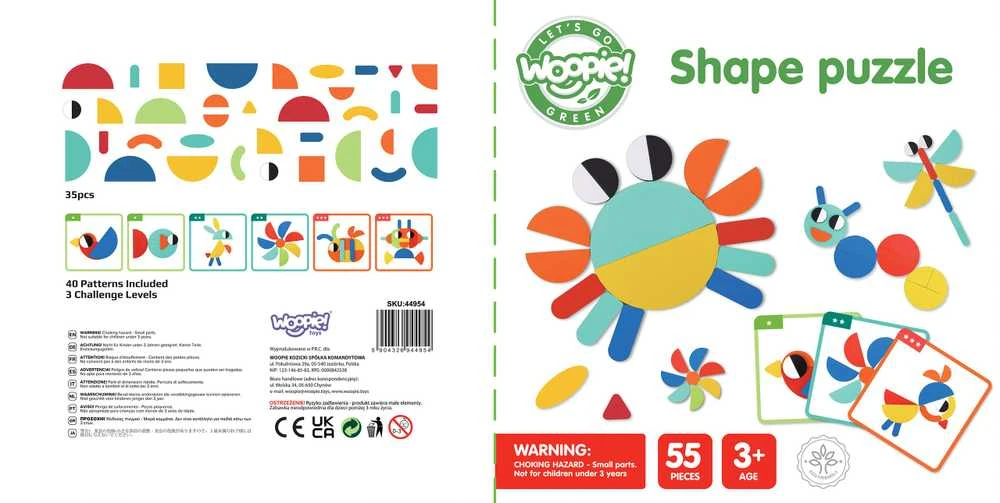 Medinė Montessori dėlionė WOOPIE Žalias 55vnt
