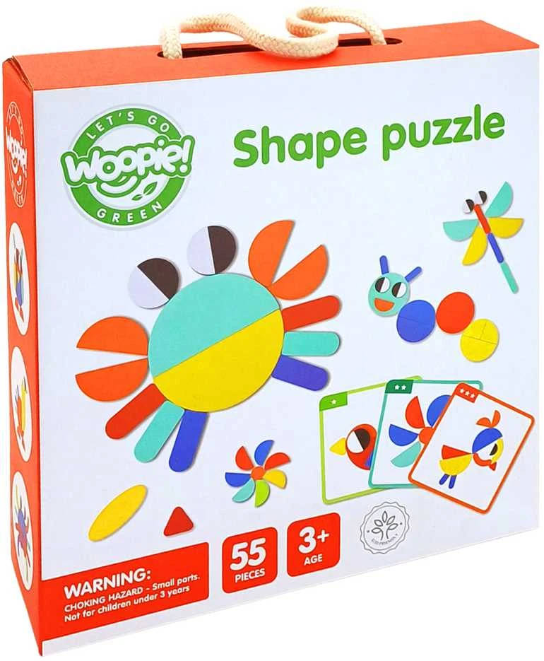 Medinė Montessori dėlionė WOOPIE Žalias 55vnt