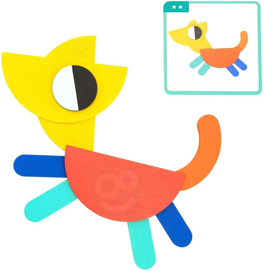 Medinė Montessori dėlionė WOOPIE Žalias 55vnt