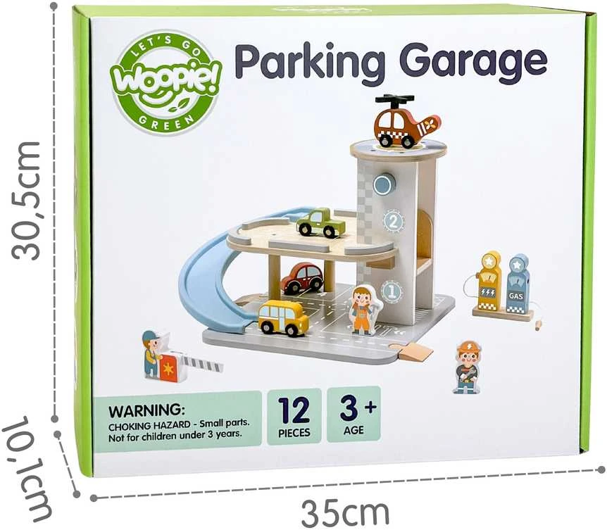 Medinis daugiaaukštis parkingas su degaline WOOPIE Žalias