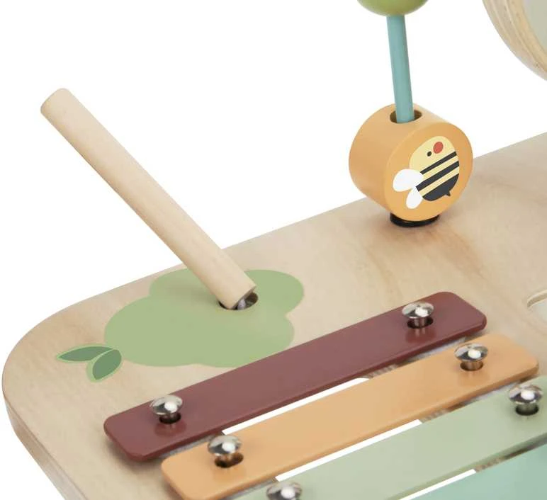 Medinis edukacinis staliukas WOOPIE Žalias muzikinis sensorinis labirintas 5in1