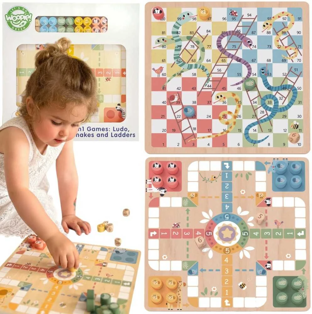 Medinis stalo žaidimų rinkinys Ludo Woopie Žalias