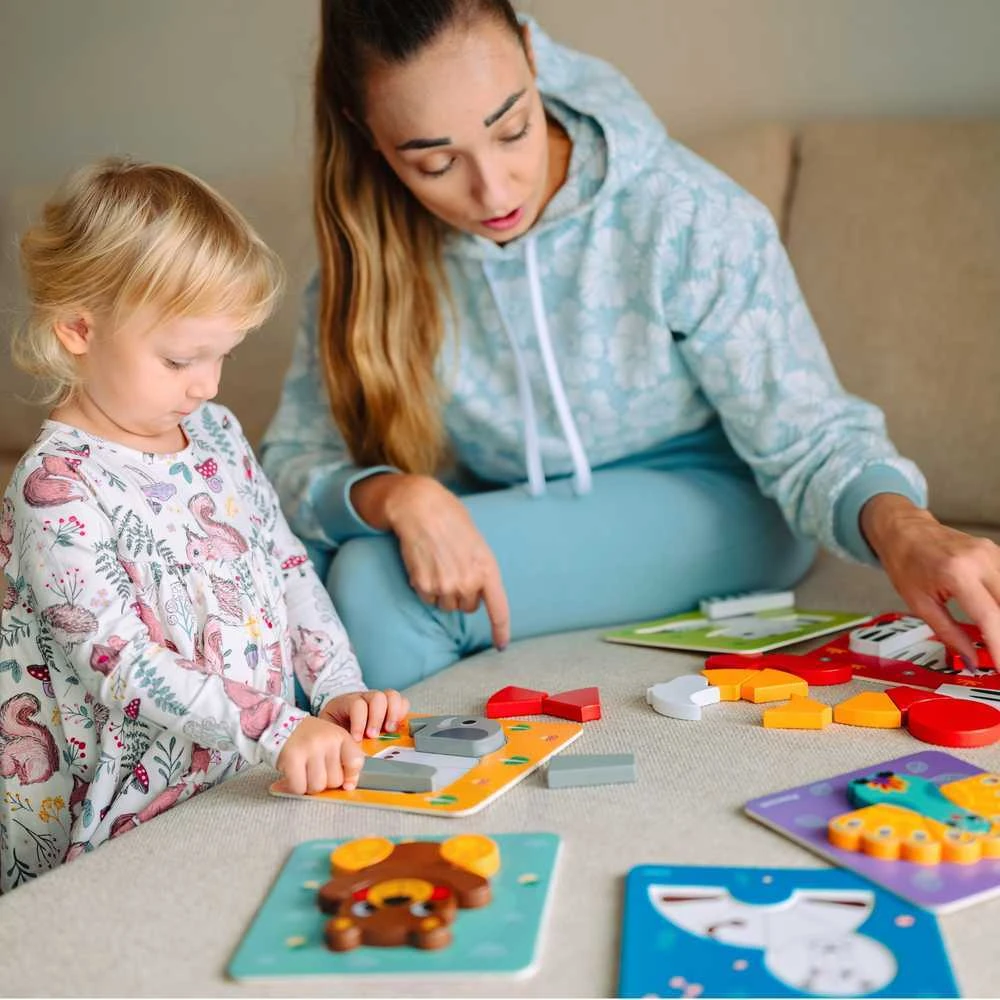 Medinė dėlionė Gyvūnėliai Montessori FSC Woopie Žalias