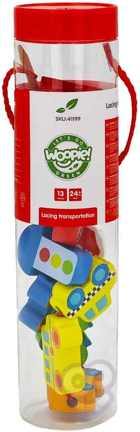 Medinė vėrimo lavinimo priemonė Woopie Žalias Transporto priemonės