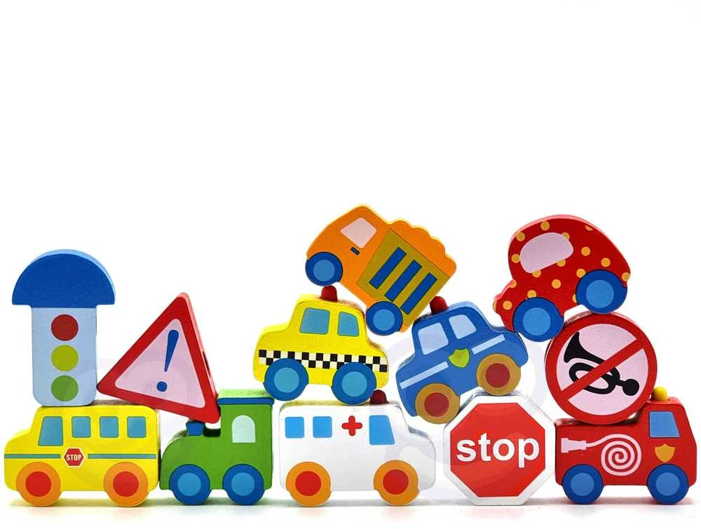 Medinė vėrimo lavinimo priemonė Woopie Žalias Transporto priemonės