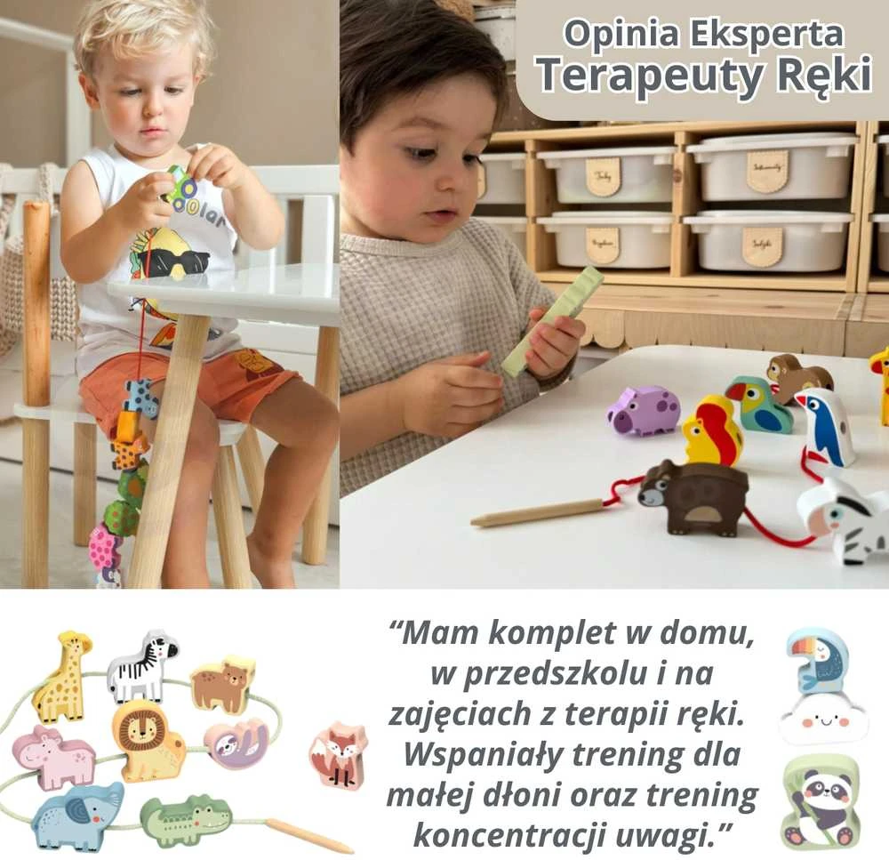 Medinė vėrimo lavinimo priemonė Woopie Žalias Ferma