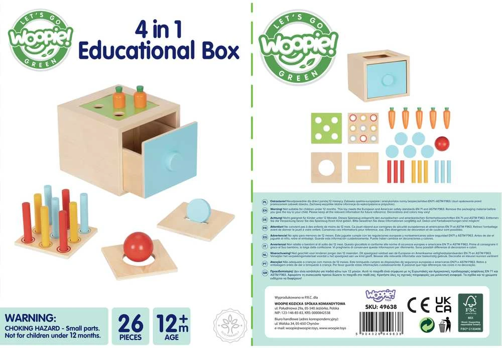 WOOPIE Žaislai Medinė Edukacinė Dėžutė Montessori
