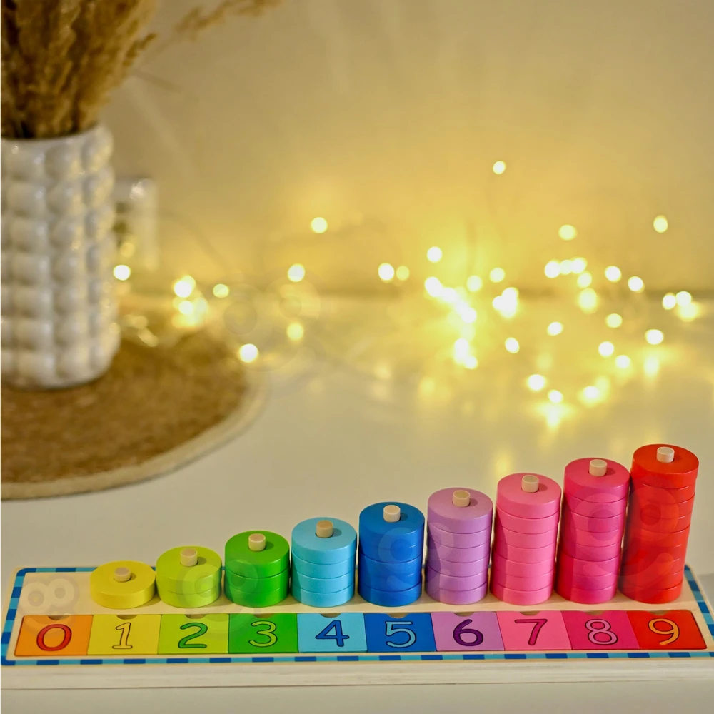 Medinė dėlionė skaičiavimui WOOPIE Žalias Montessori