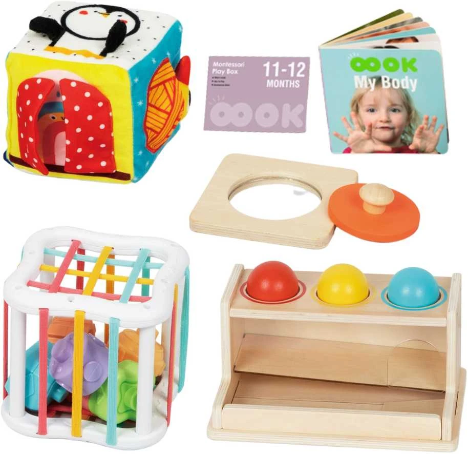 Montessori edukacinė dėžutė WOOPIE Žalias 5in1 kūdikiams
