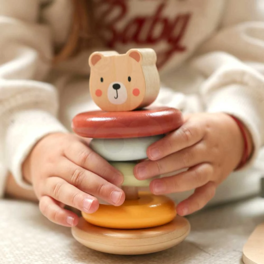 Woopie Tooky Toy Medinis žaislas 3in1: formų rūšiavimo dėžė su lokiu ir dramblio traukimo žaislu