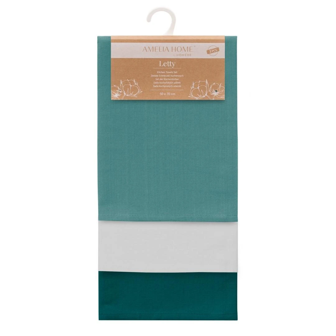 AmeliaHome KIT/AH/LETTY/PLAIN/TURQUOISE/3PACK/50X70