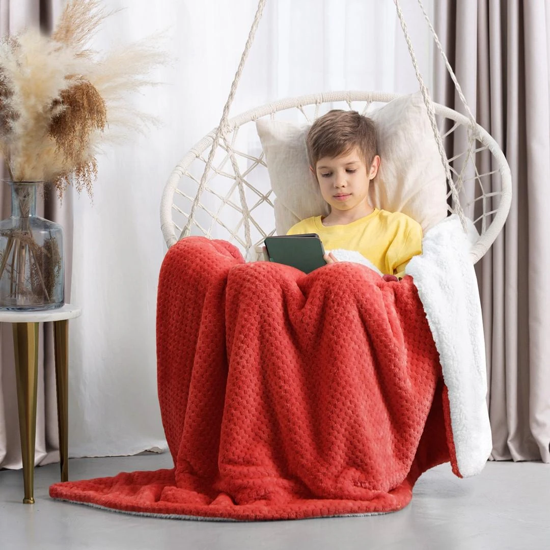 AmeliaHome Pledas SHLEEPY, 220x240 cm, spalva: raudona/balta