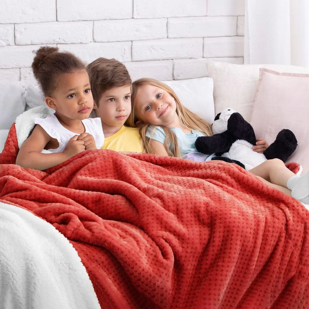 AmeliaHome Pledas SHLEEPY, 220x240 cm, spalva: raudona/balta