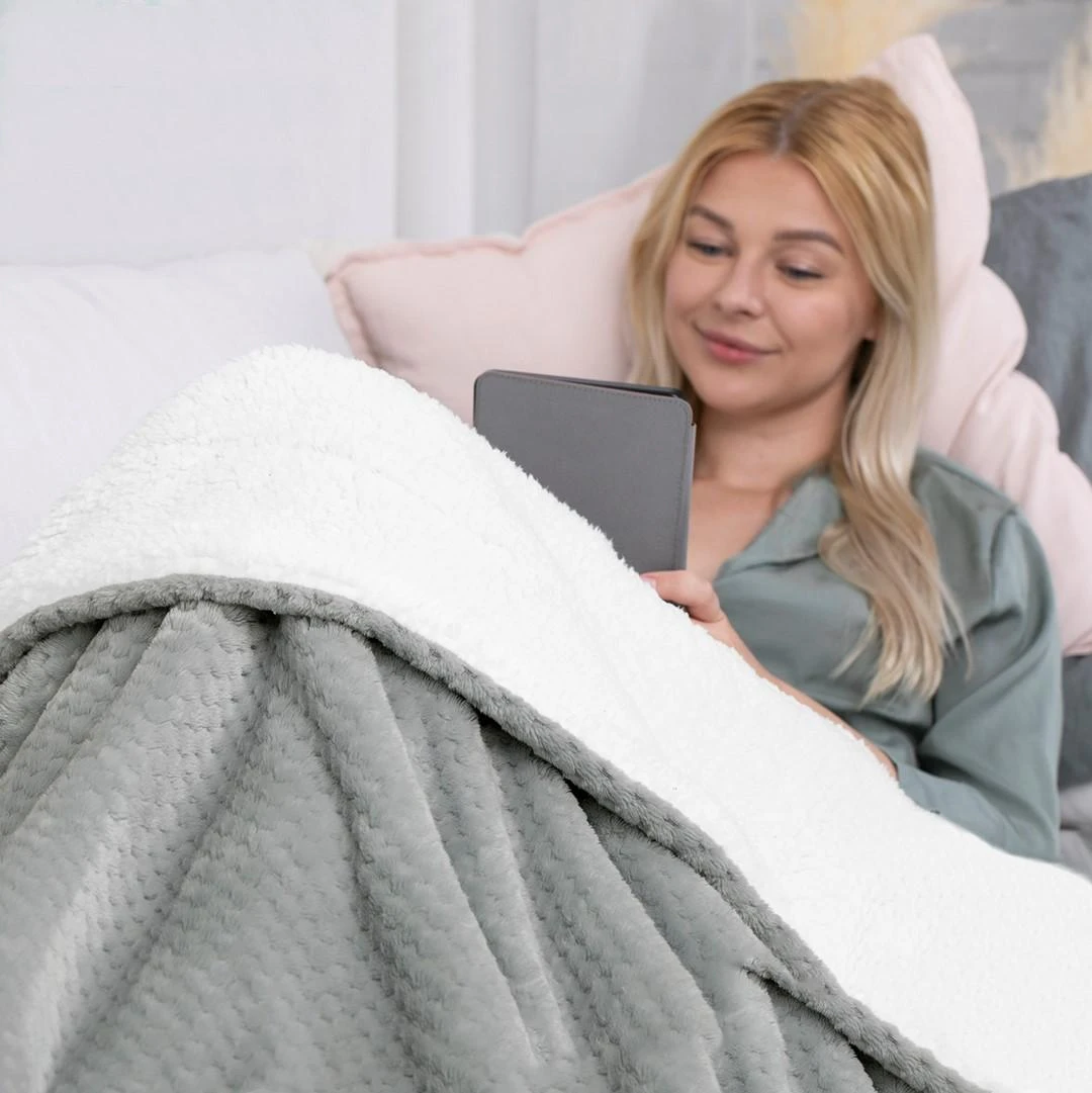 AmeliaHome Pledas SHLEEPY, 220x240 cm, spalva: pilka/balta