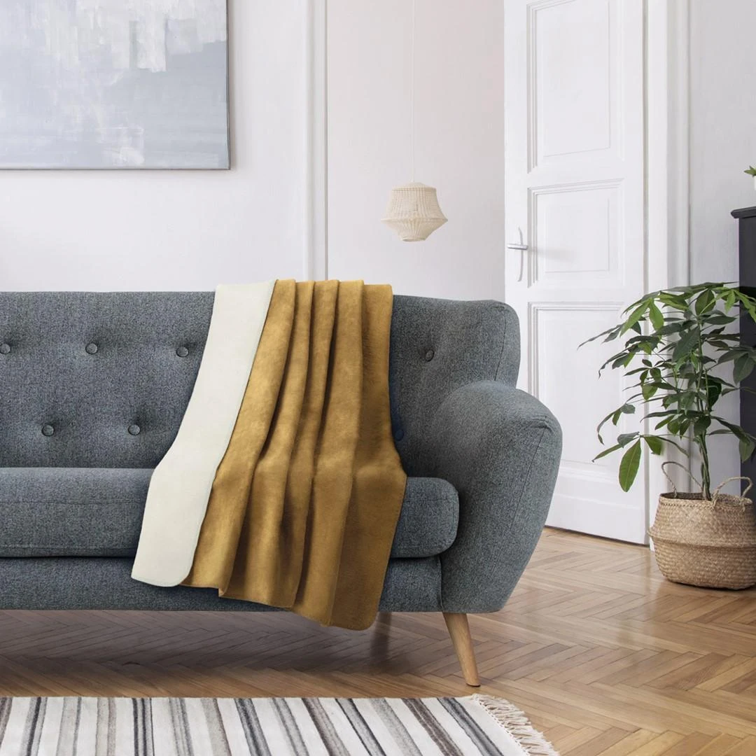 AmeliaHome Garstyčių spalvos pledas VIRKKUU 150 x 200 cm