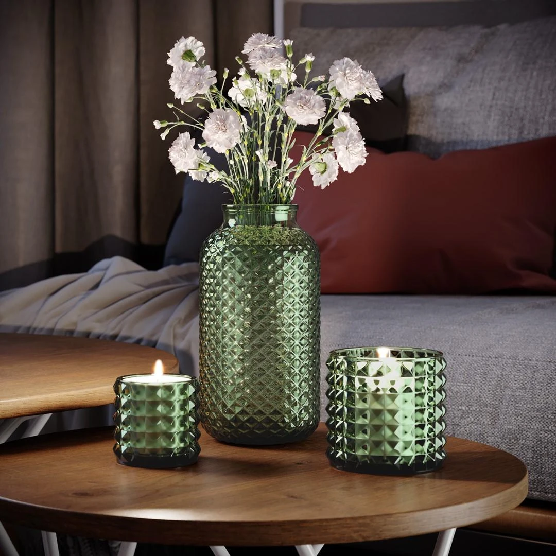 AmeliaHome CANDLEHOLDDER/AH/MALAGA/BOTTLEGREEN/7X6,5