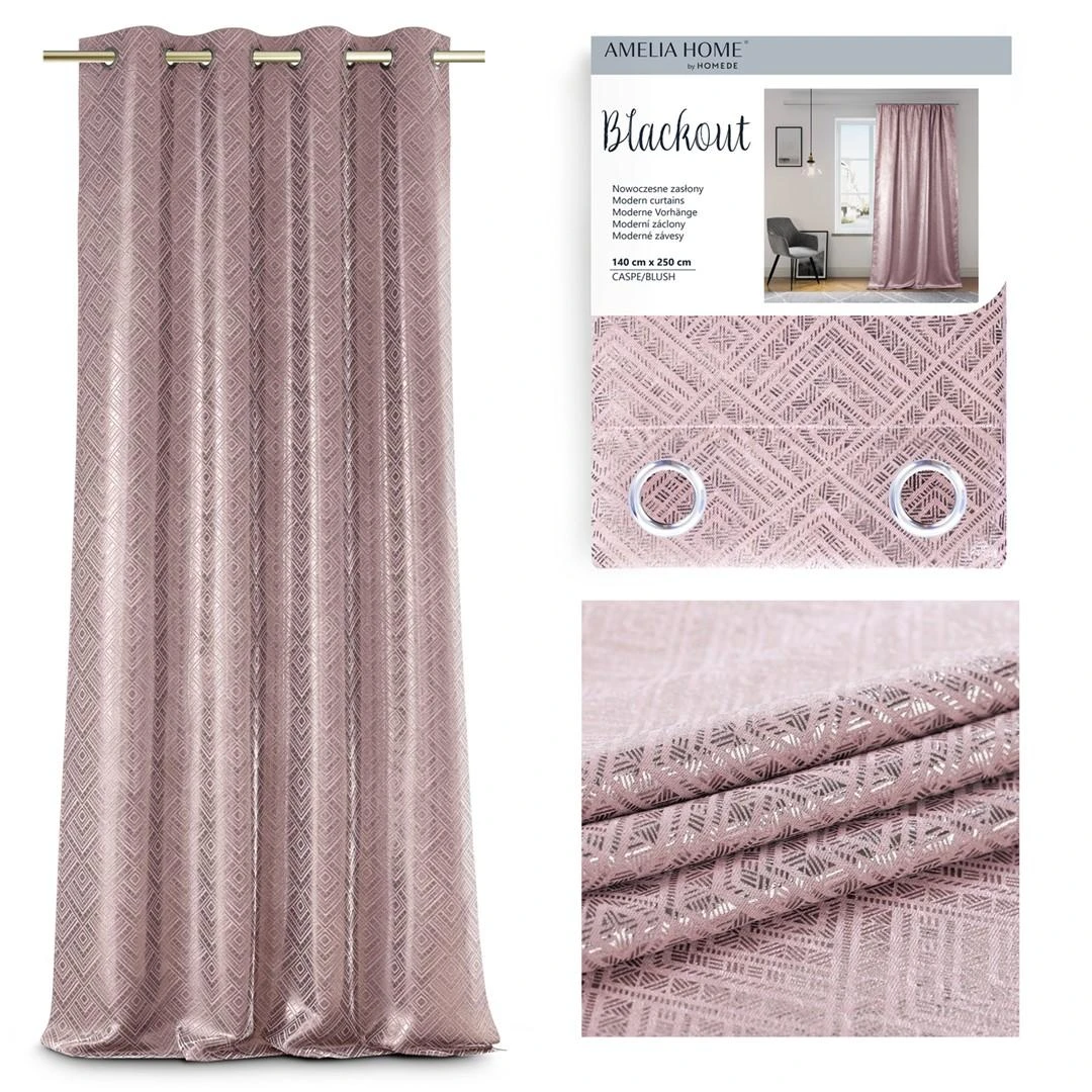 AmeliaHome Užuolaida blackout 140×250 rožinė–auksinė CASPE