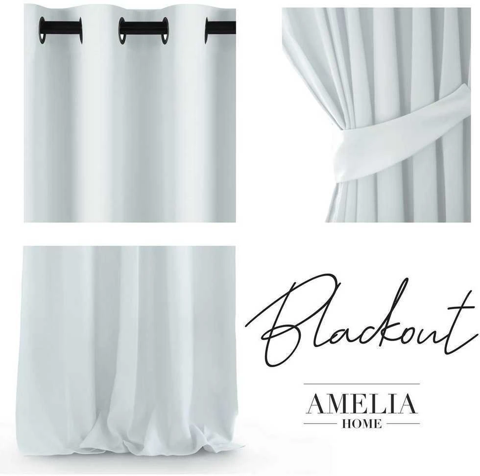Naktinė užuolaida su žiedais AmeliaHome BLACKOUT 140X245 cm, 1 vnt., spalva: balta