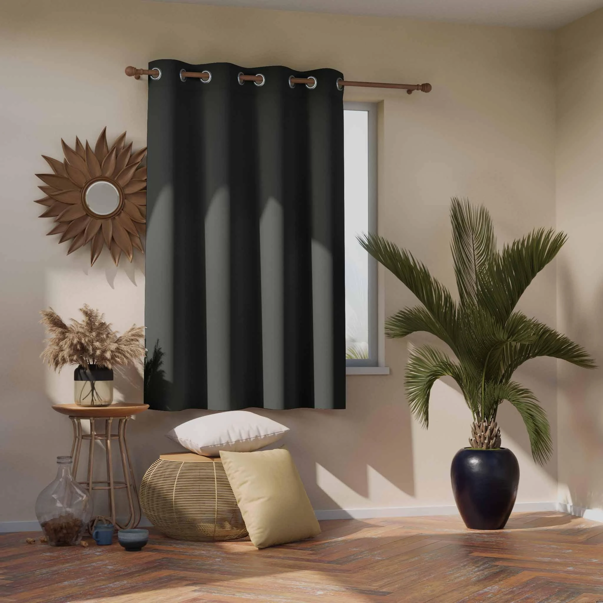 AmeliaHome CURT/AH/BLACKOUT/EYELETS/CHARCOAL/140X175/1PC