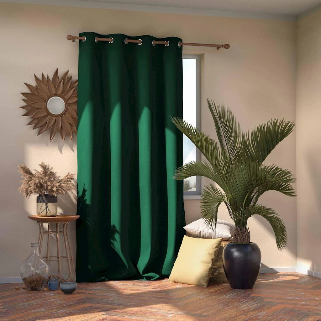 Naktinė užuolaida su žiedais AmeliaHome BLACKOUT 140X270 cm, 1 vnt., spalva: tamsiai žalia